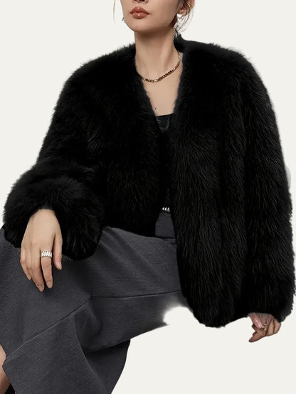 VogeLuxe | Women’s Plush Faux Fur Open Front Jacket