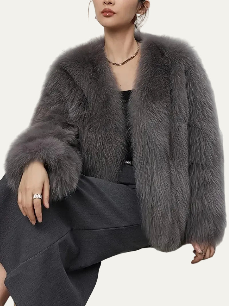 VogeLuxe | Women’s Plush Faux Fur Open Front Jacket