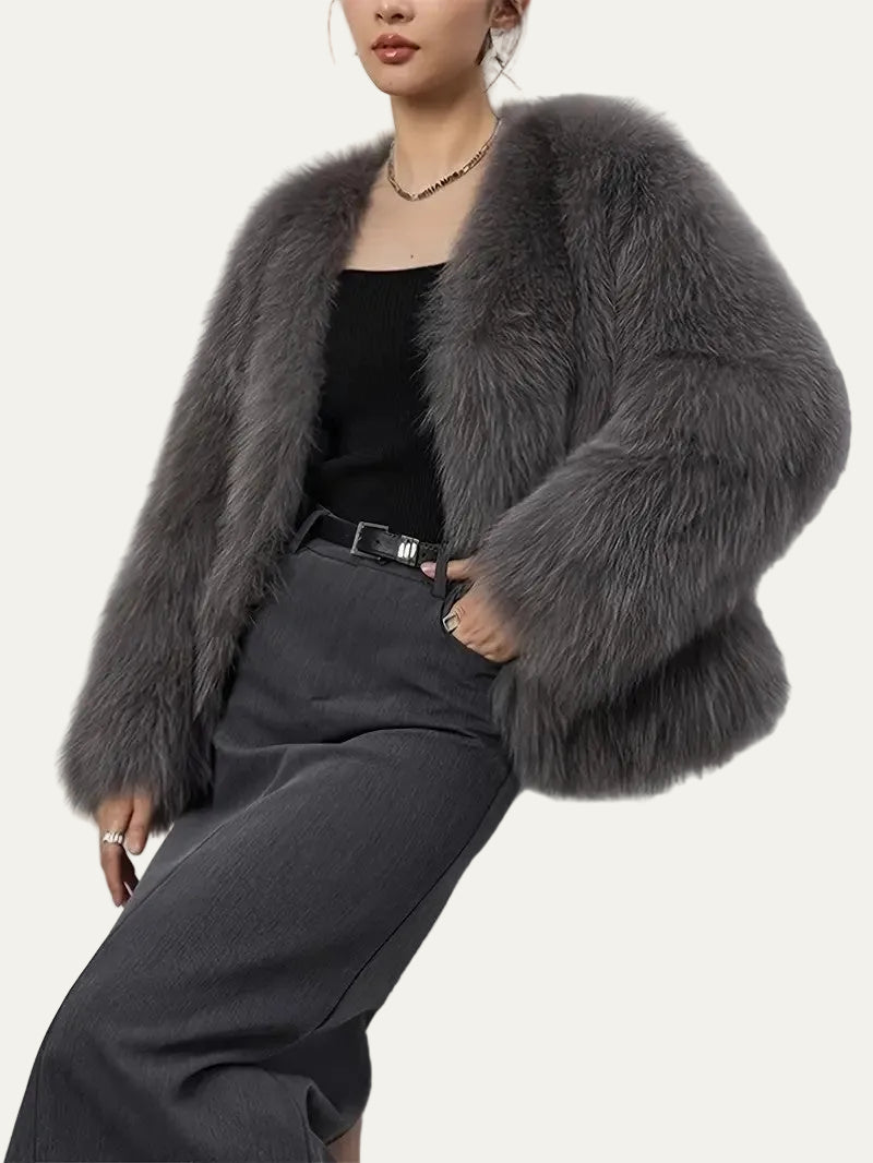 VogeLuxe | Women’s Plush Faux Fur Open Front Jacket