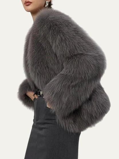 VogeLuxe | Women’s Plush Faux Fur Open Front Jacket