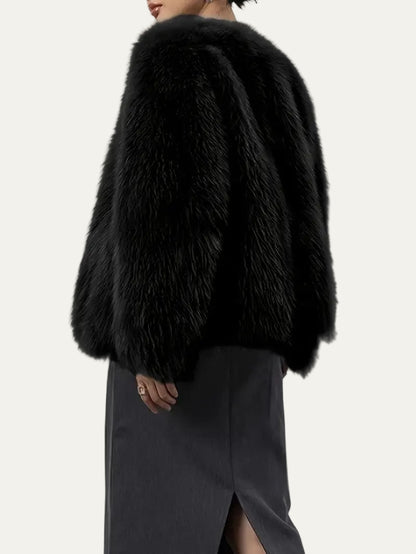 VogeLuxe | Women’s Plush Faux Fur Open Front Jacket