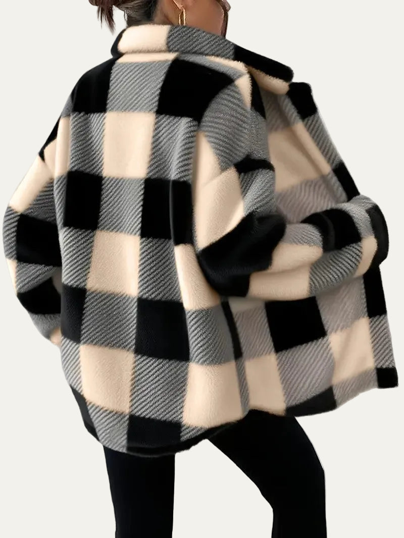 VogeLuxe | Women’s Oversized Teddy Plaid Shacket
