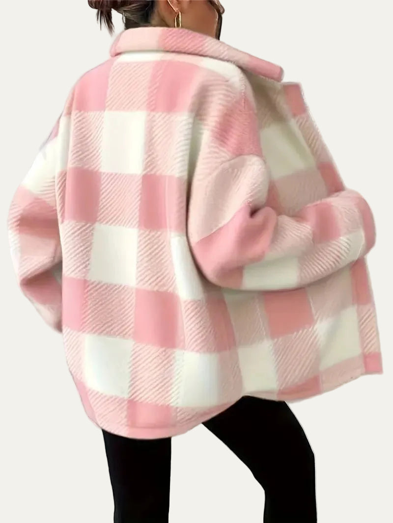 VogeLuxe | Women’s Oversized Teddy Plaid Shacket