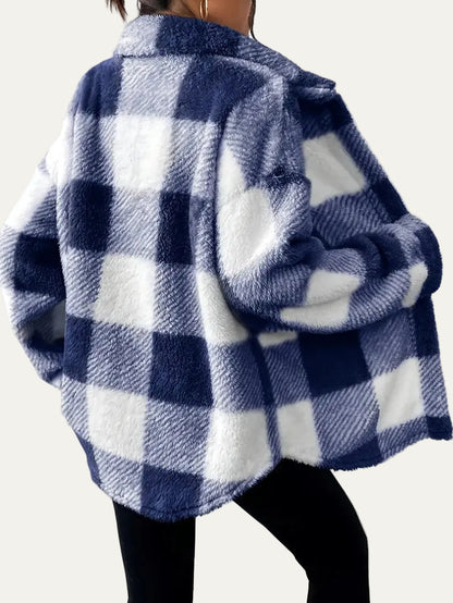 VogeLuxe | Women’s Oversized Teddy Plaid Shacket