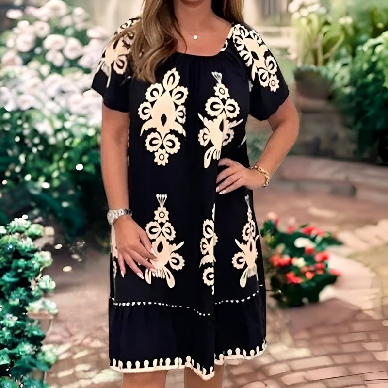 Elegant Ladies Short Sleeve Midi Sundress - BritishElegance