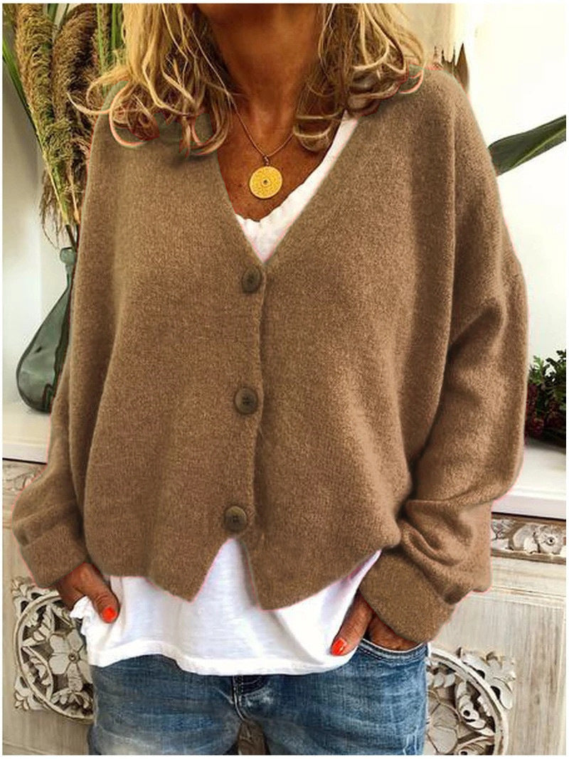 Soft Women's Warm V-neck Winter Cardigan Sweater