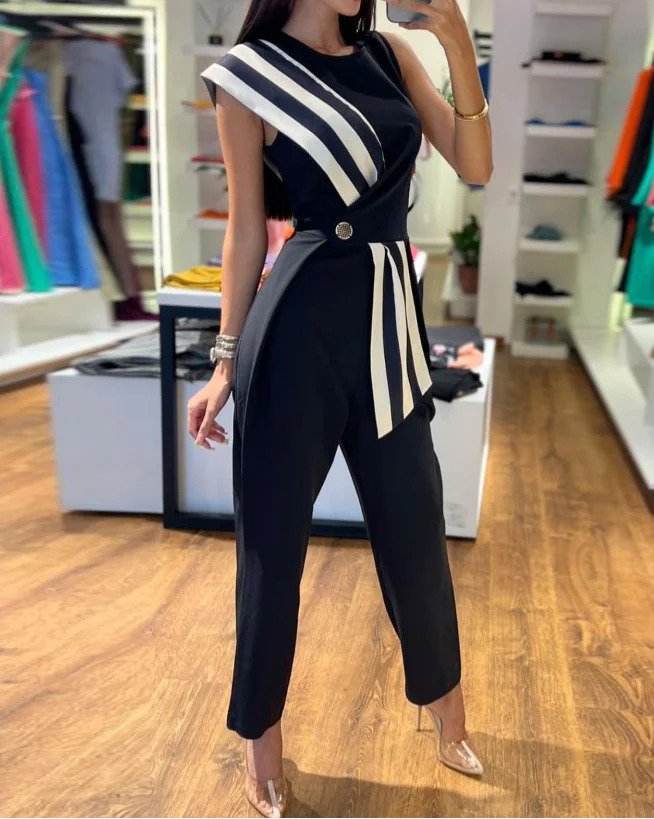 Chic Summer Striped Women's Jumpsuit - VogeLuxe