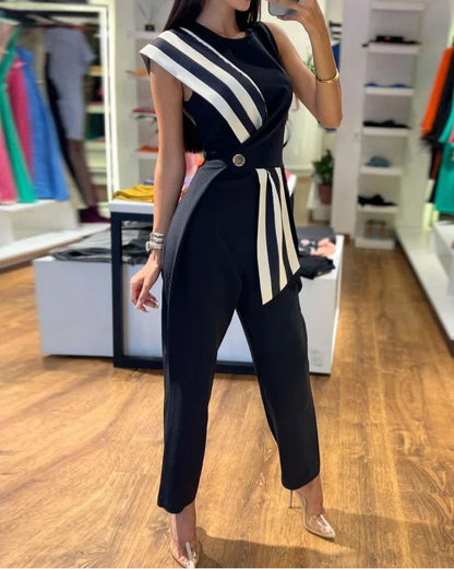Chic Summer Striped Women's Jumpsuit