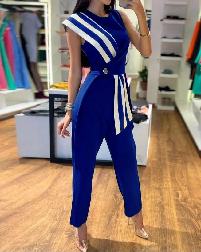 Chic Summer Striped Women's Jumpsuit
