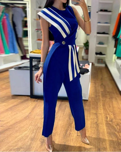 Chic Summer Striped Women's Jumpsuit