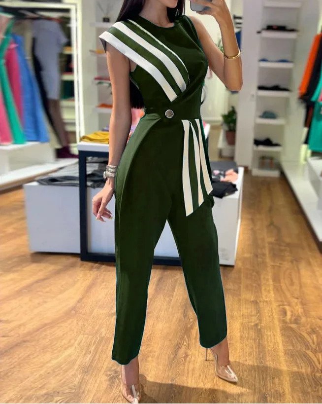 Chic Summer Striped Women's Jumpsuit