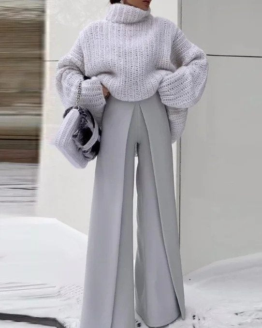 Cozy Women's Winter Crew Neck Knit Sweater - BritishElegance