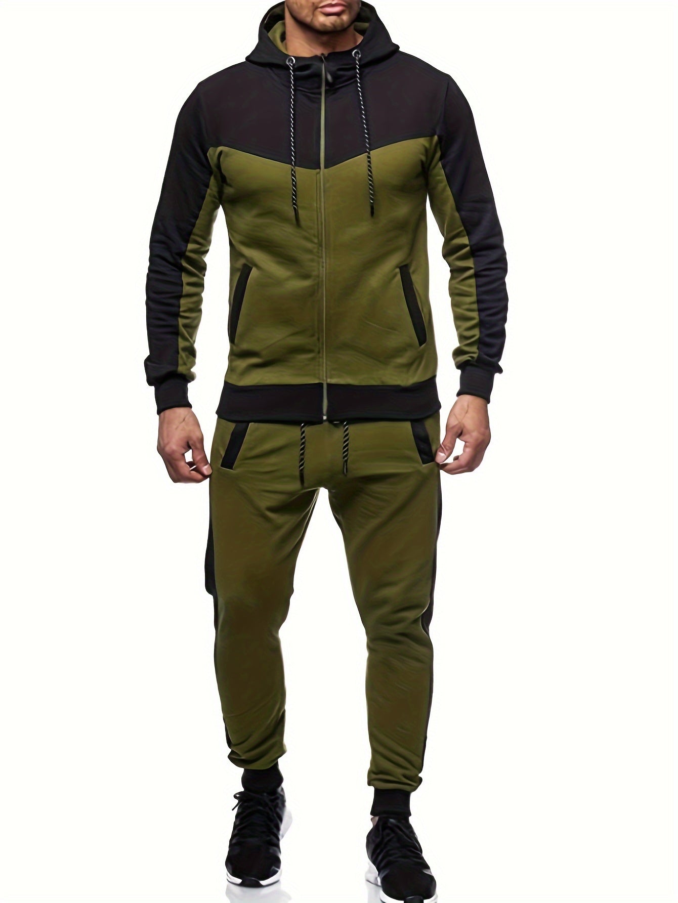 Comfortable Men's Zip Up Hoodie Jogger Set