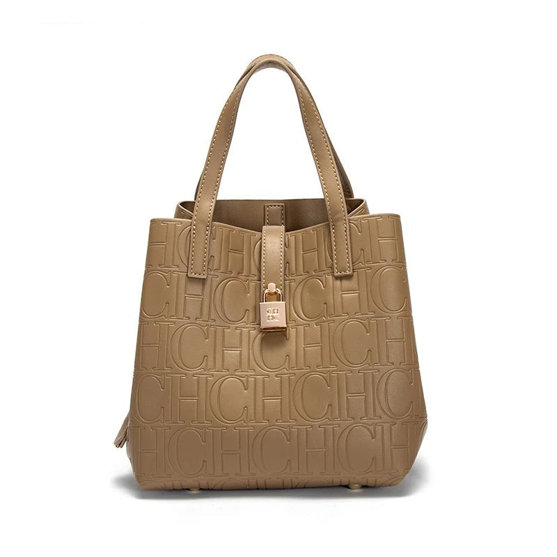 Elegant Black Tote Handbag with Red Interior