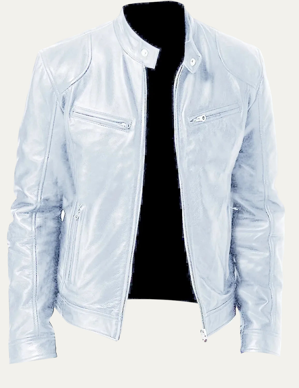 VogeLuxe | Men’s Slim Fit Racer Leather Jacket