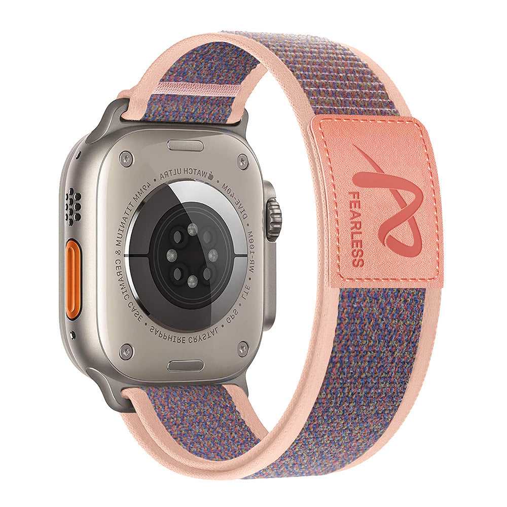 Durable Nylon Band with Leather Patch for Apple Watch