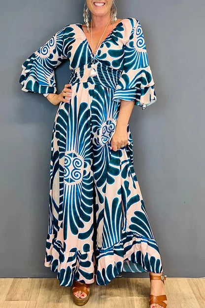 Summer Floral V-neck Women's Jumpsuit