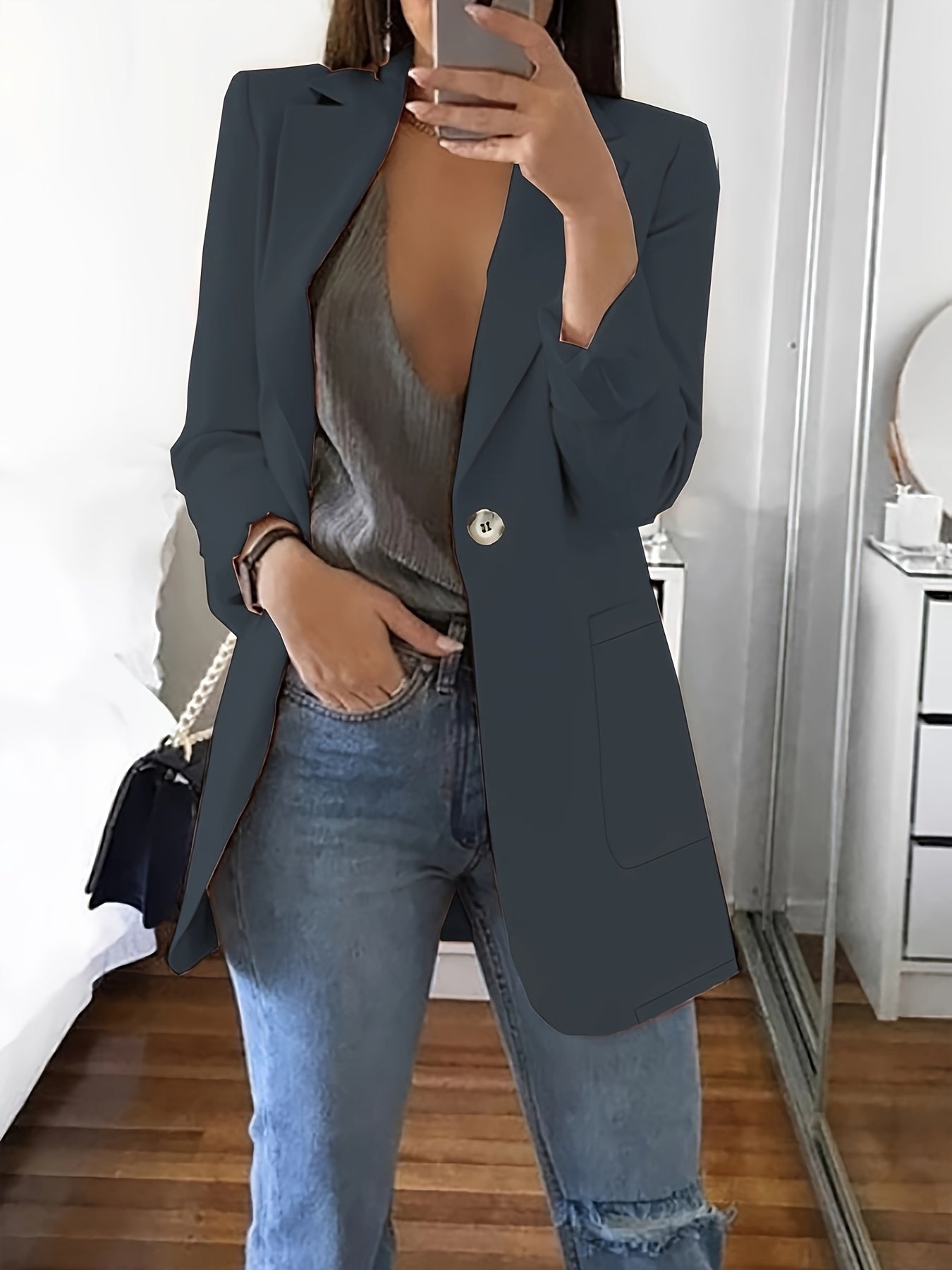 Women's Classic Tailored Blazer for Fall Winter