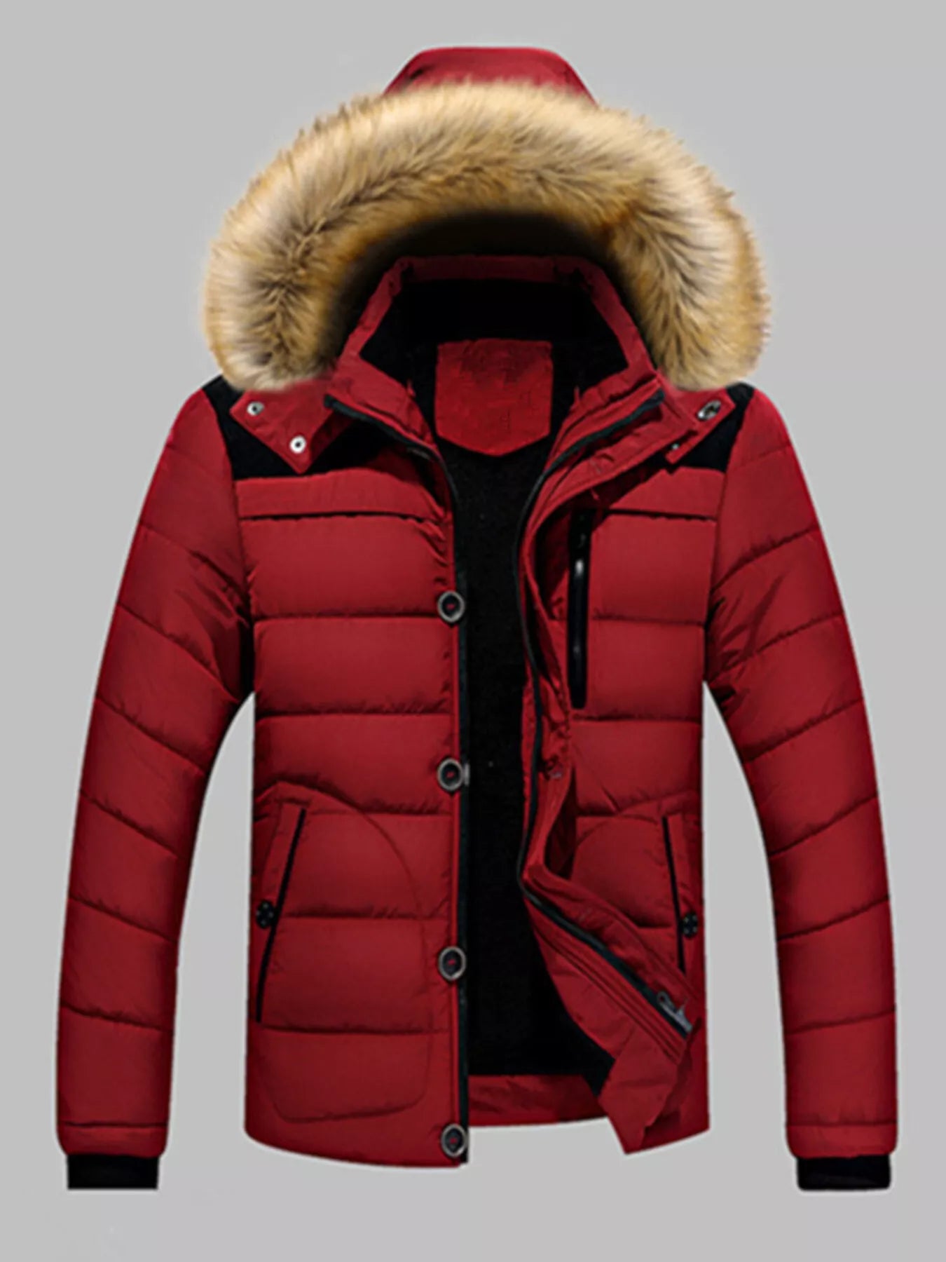 Large Mens Insulated Faux Fur Parka Coat - VogeLuxe