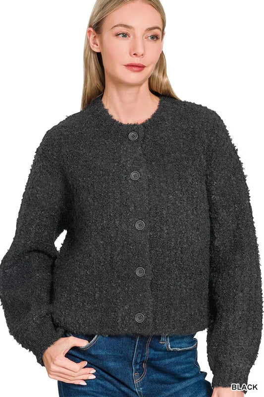 Classic Button Front Wool Cardigan Sweater - VogeLuxe