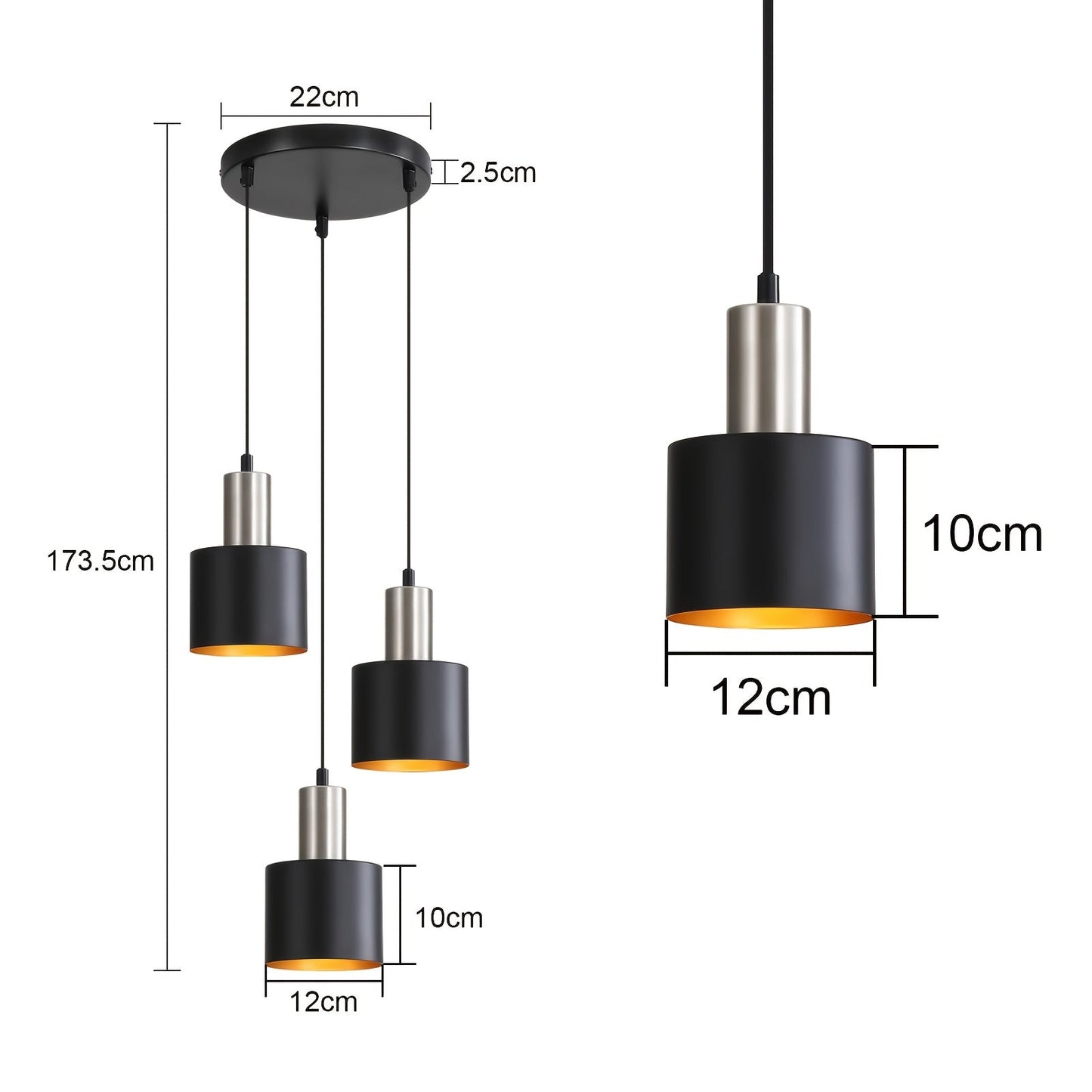 Edgy Metal Pendant Lighting | Black Gold Ceiling Lamp
