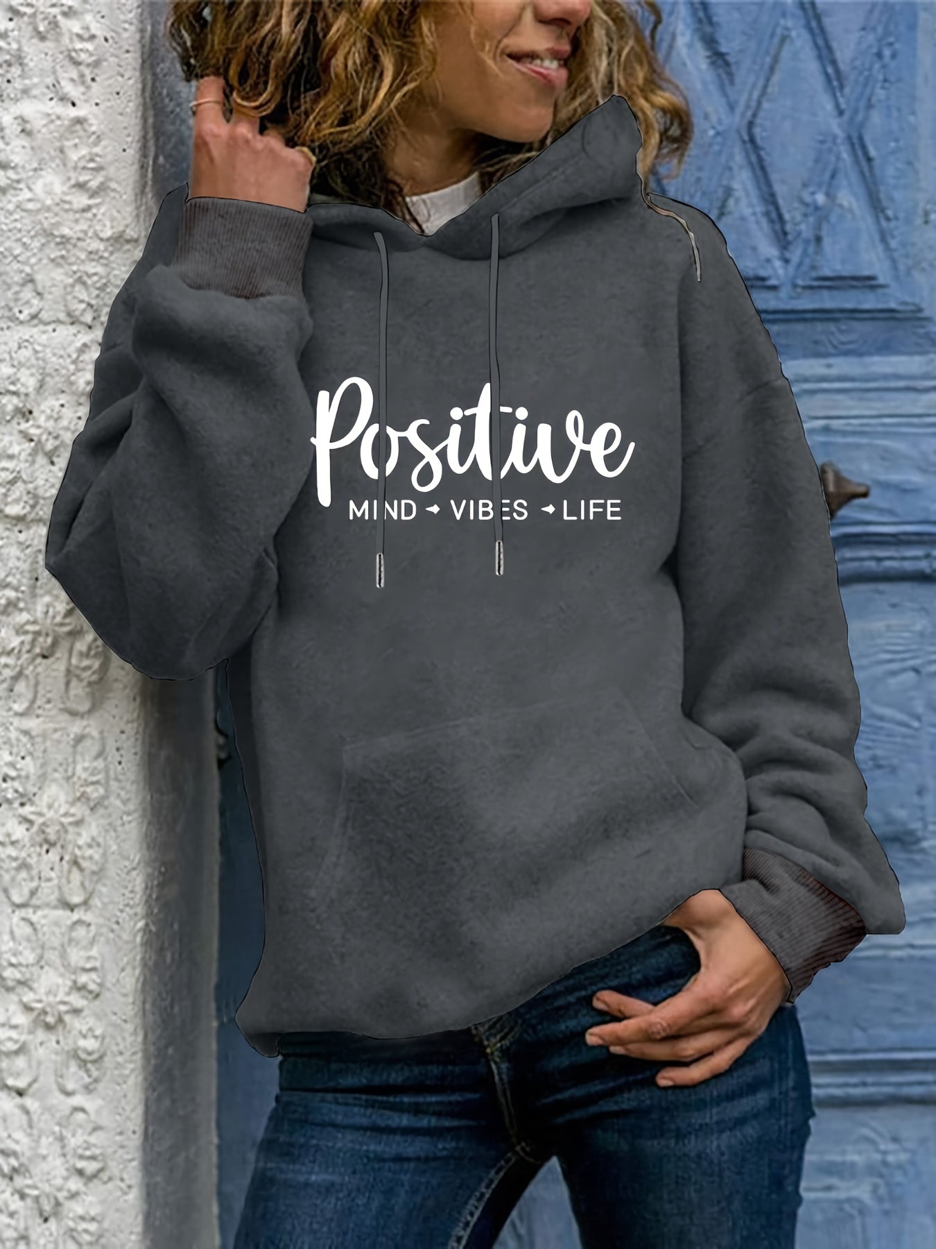 Cozy Women's Large Hooded Sweatshirt with Fun Graphic Pocket