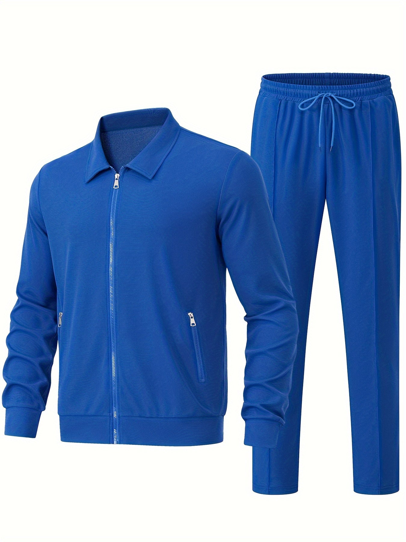 Men's Sporty Zipper Tracksuit Set with Jacket and Pants