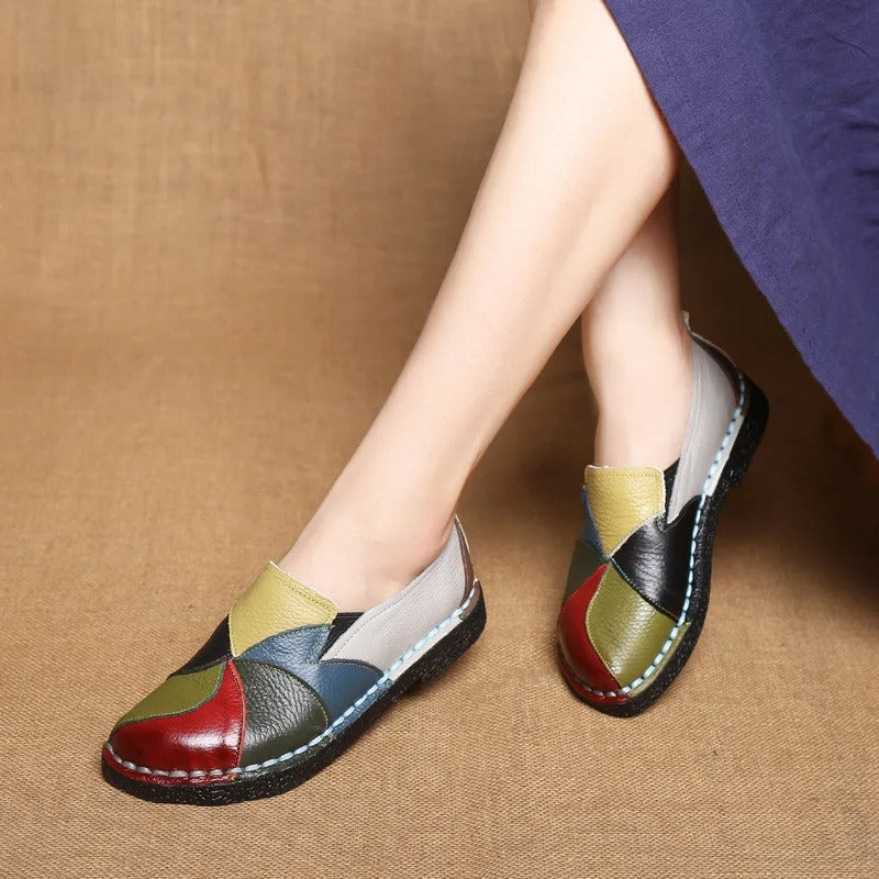Vintage Patchwork Slip On Loafers - VogeLuxe