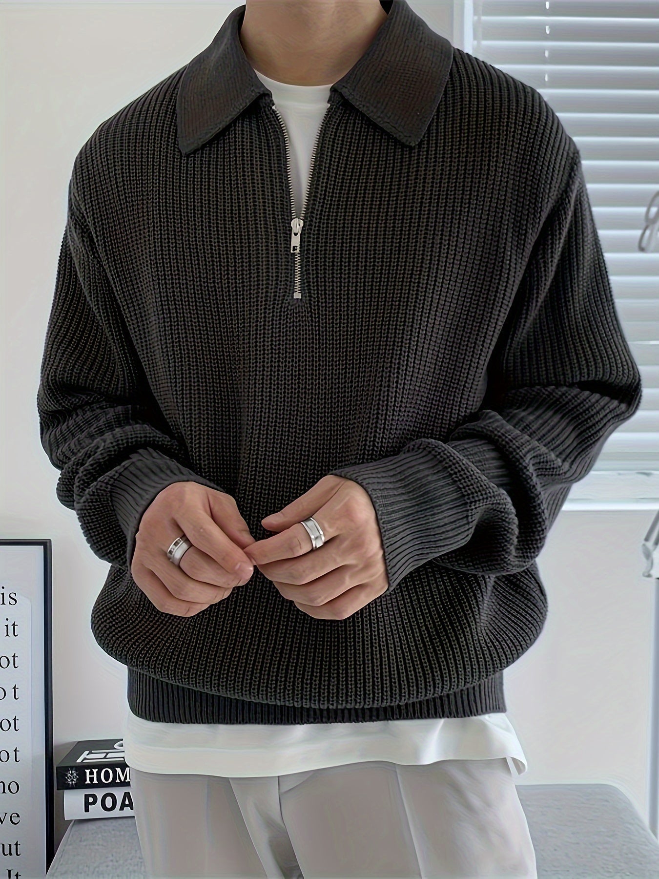 Cozy Quarter Zip Men's Winter Sweater