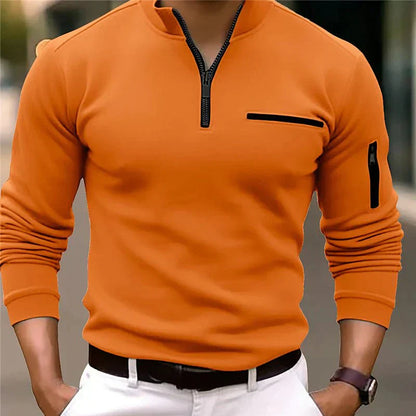 Warm Mens Fleece Quarter Zip Sweater with Pockets - VogeLuxe