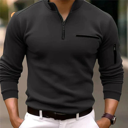 Warm Mens Fleece Quarter Zip Sweater with Pockets