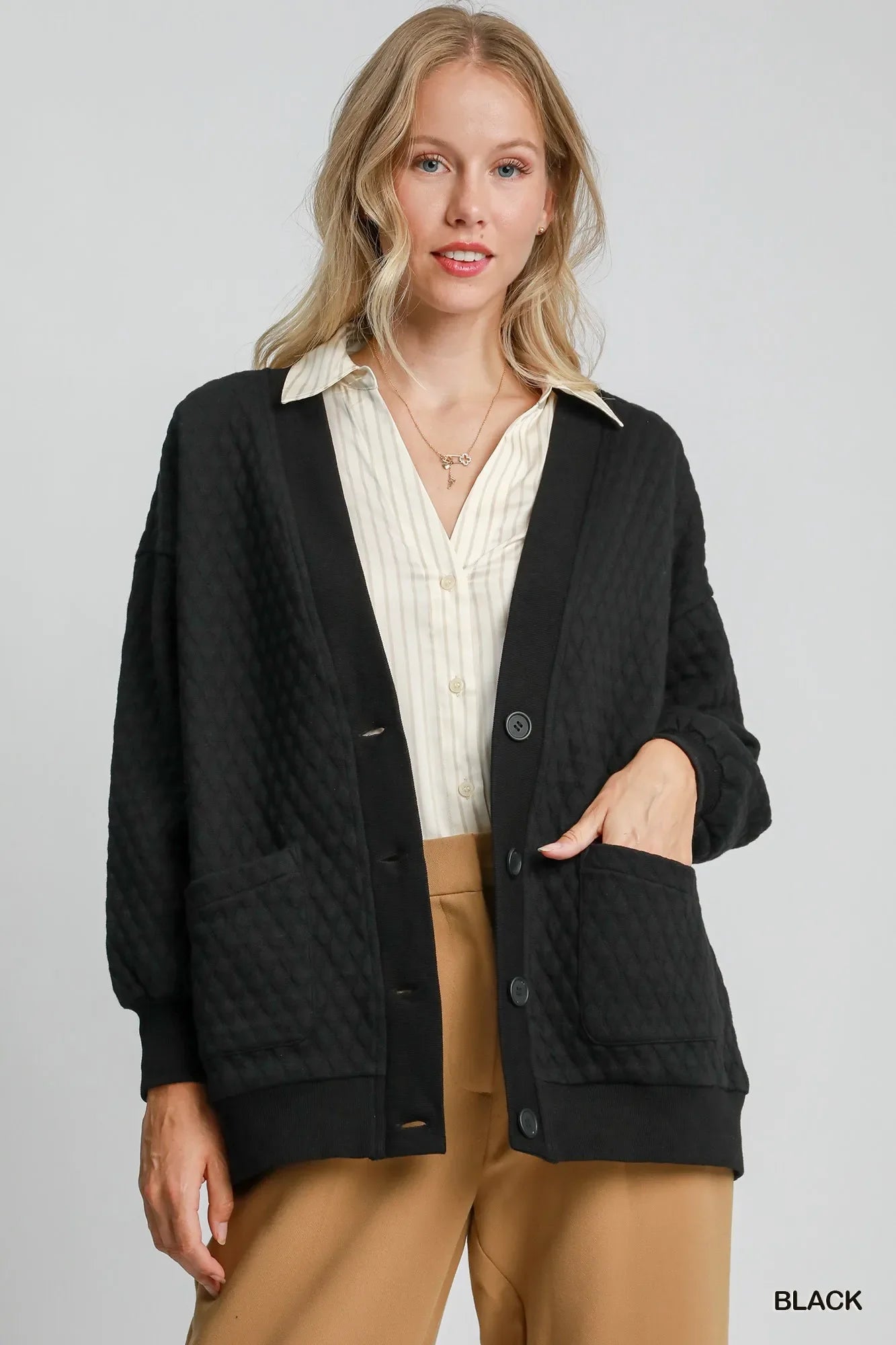 Soft Patterned Button Front Cardigan - VogeLuxe