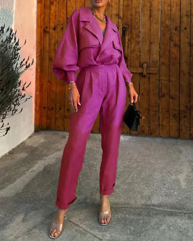 Fashionable Women's Long Sleeve Coords Set