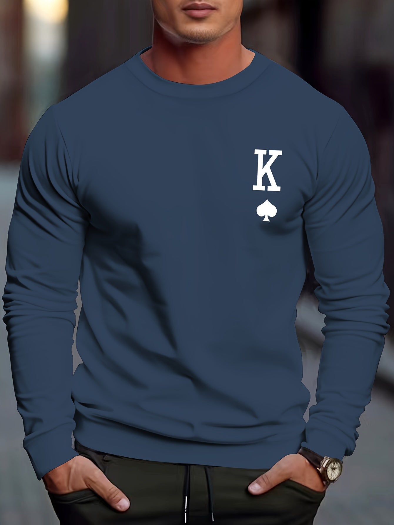 Cozy Mens Spade Graphic Sweatshirt for Winter