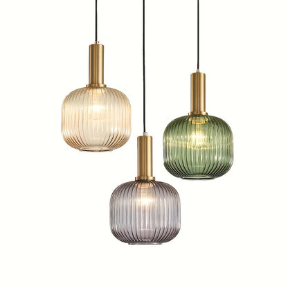 Rustic Glass Pendant Lighting | Brass Finish | Island Lamp - VogeLuxe
