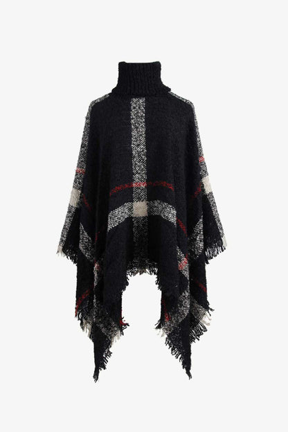 Stylish Frayed Edge Poncho Cape