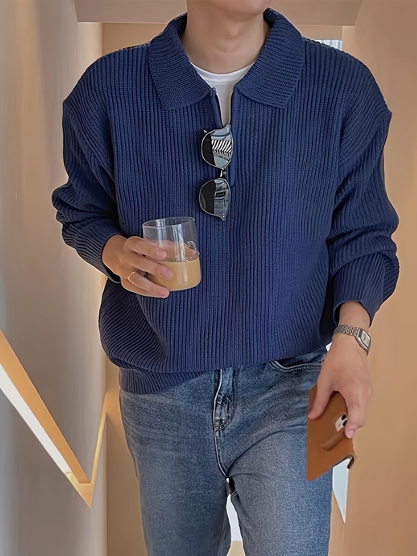 Cozy Quarter Zip Men's Winter Sweater