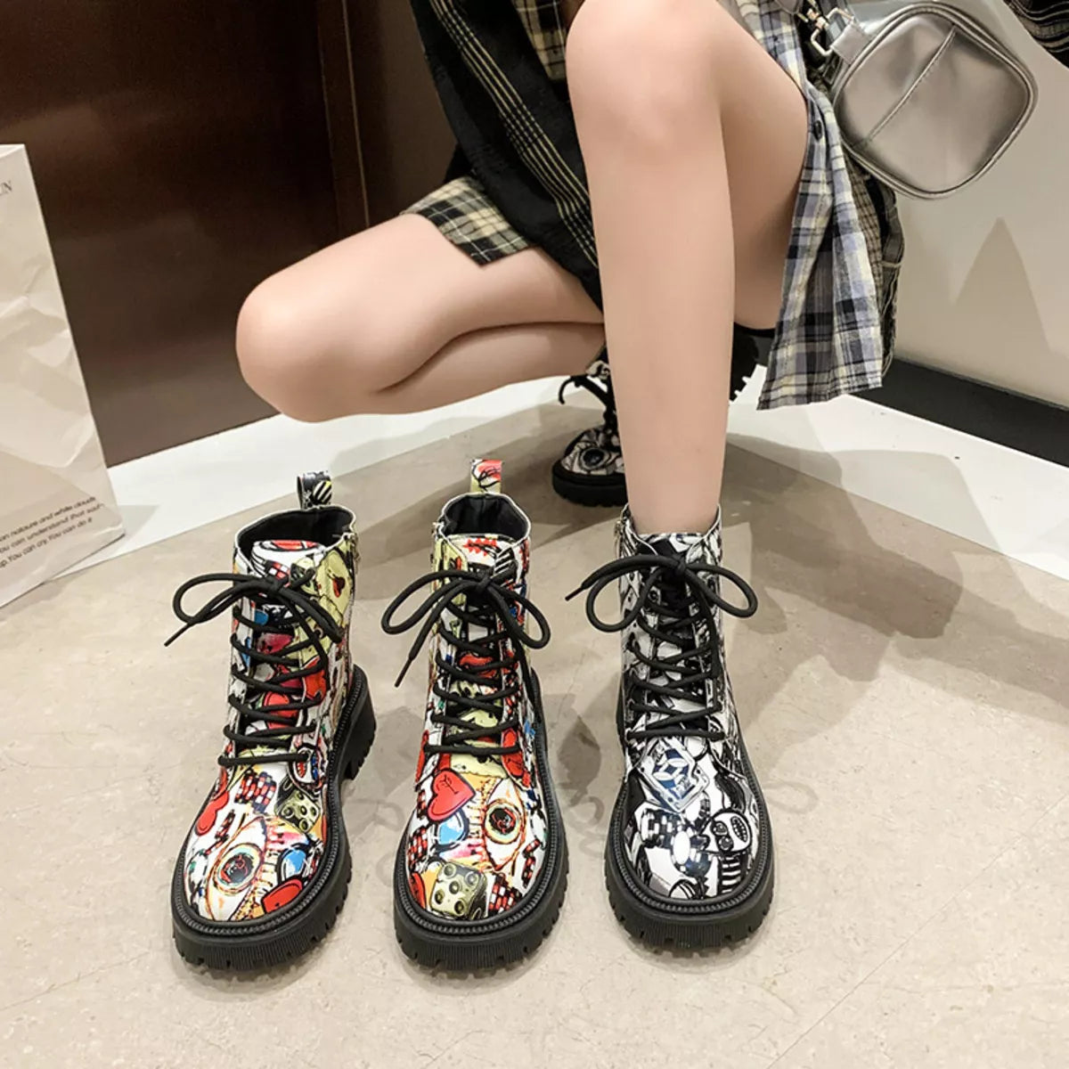 Street Art Military Style Boots - VogeLuxe