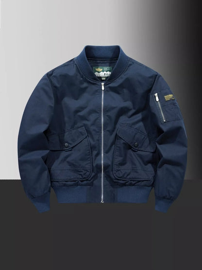 Large Size Men's Zipper Bomber Jacket