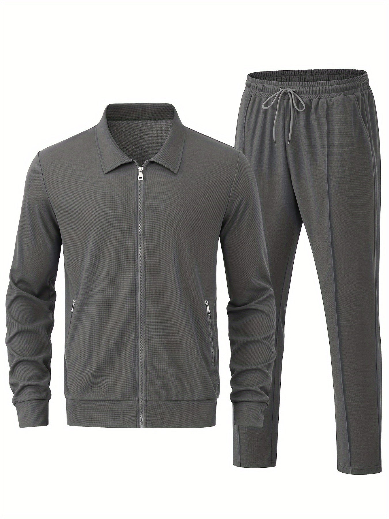 Men's Sporty Zipper Tracksuit Set with Jacket and Pants