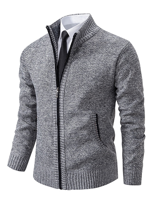 Men's Classic Crew Neck Knitted Cardigan Sweater