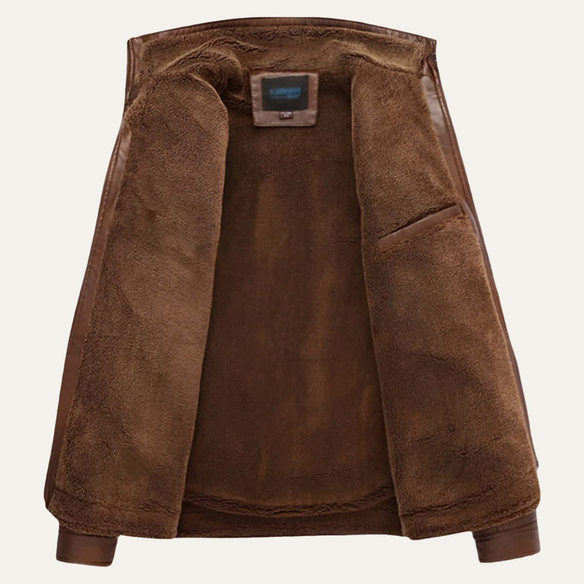 VogeLuxe | Men’s Zip Up Leather Jacket with Stand Collar