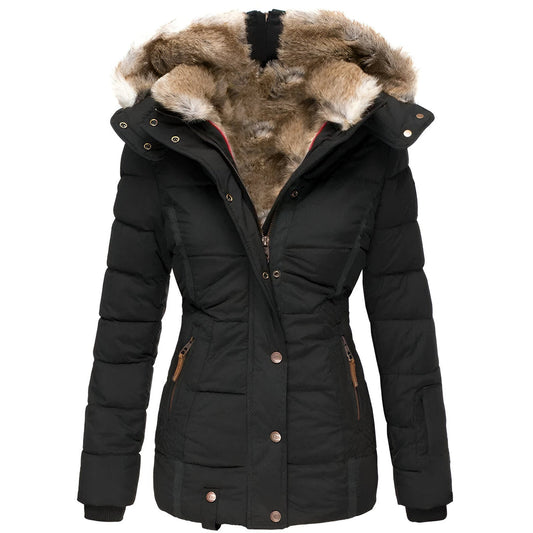 Women's Slim Fit Hooded Puffer Coat - VogeLuxe