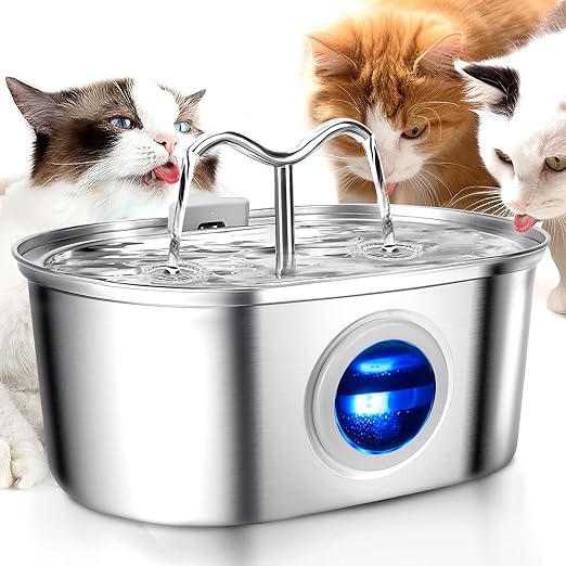 QuietFlow Stainless Steel Water Fountain For Pets - BritishElegance