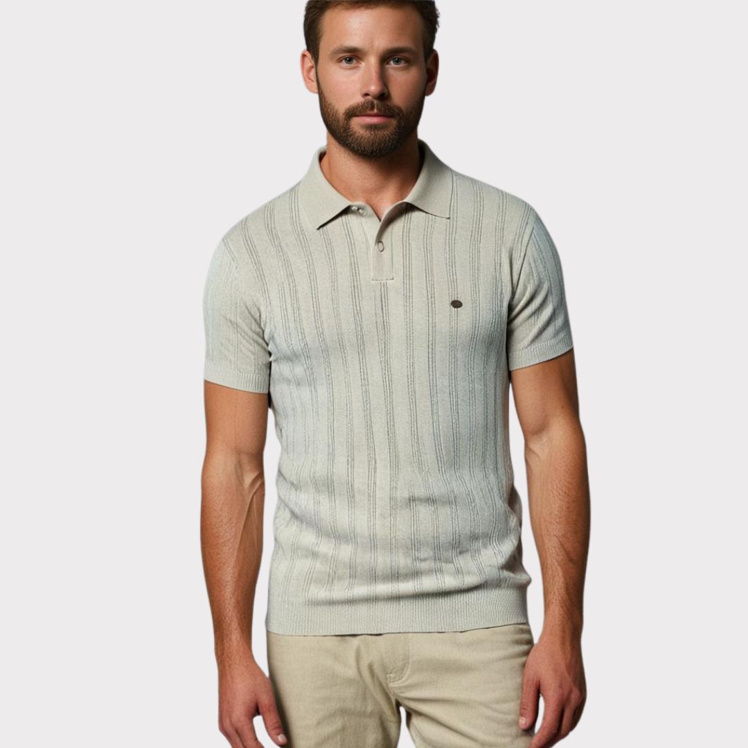 VogeLuxe | Men’s Textured Knit Short Sleeve Polo