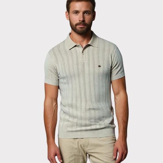 VogeLuxe | Men’s Textured Knit Short Sleeve Polo