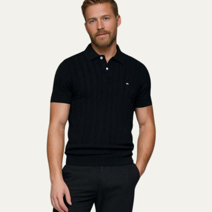 VogeLuxe | Men’s Textured Knit Short Sleeve Polo