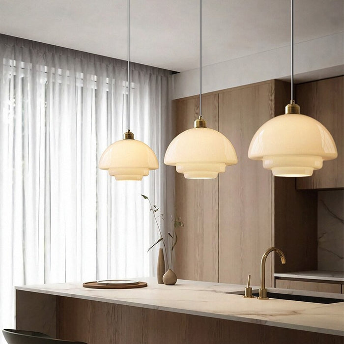 Vintage White Glass Pendant Lamp For Classic Homes - VogeLuxe