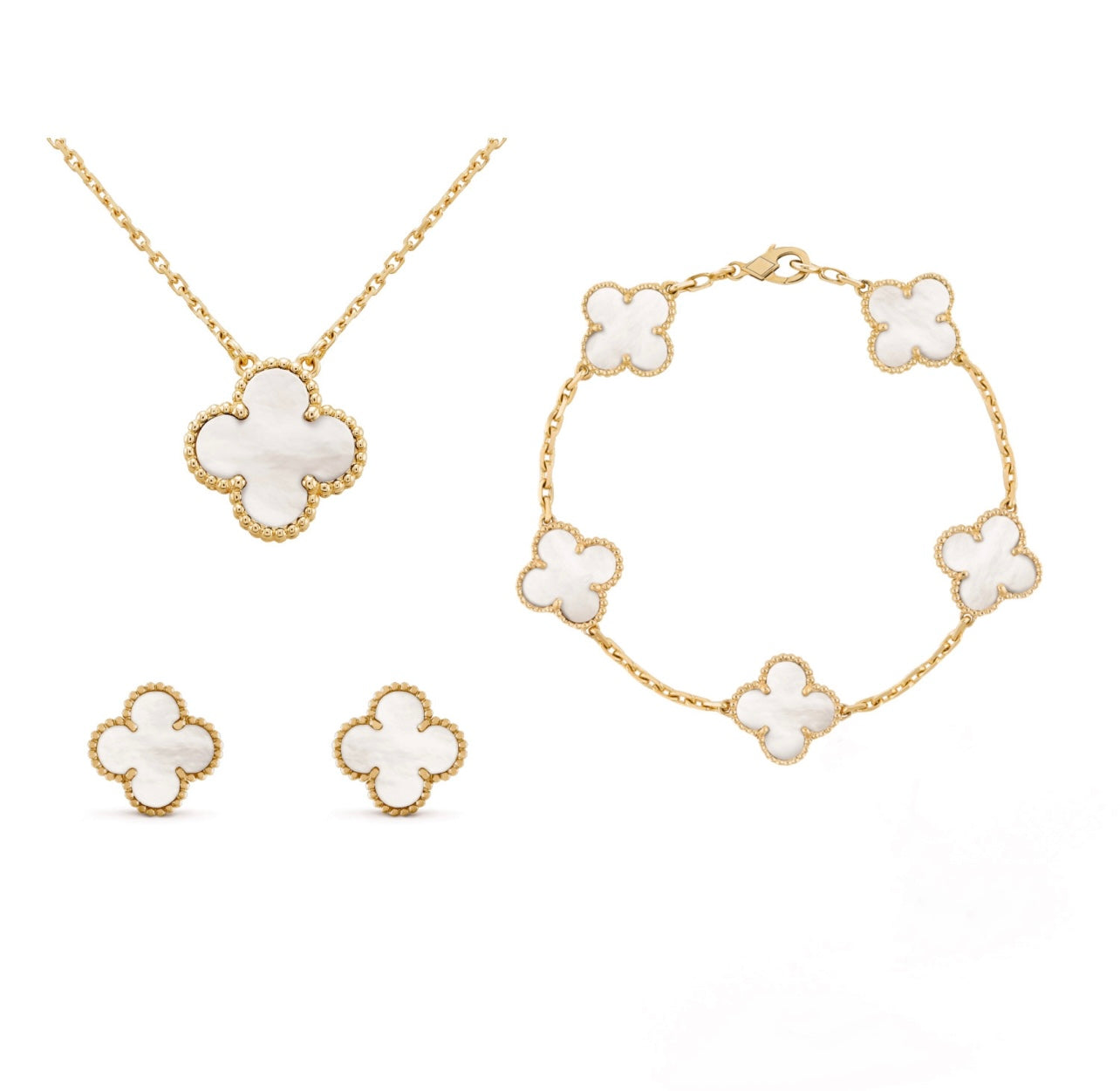 Hypoallergenic Flower Necklace Earrings and Adjustable Bracelet Set - VogeLuxe