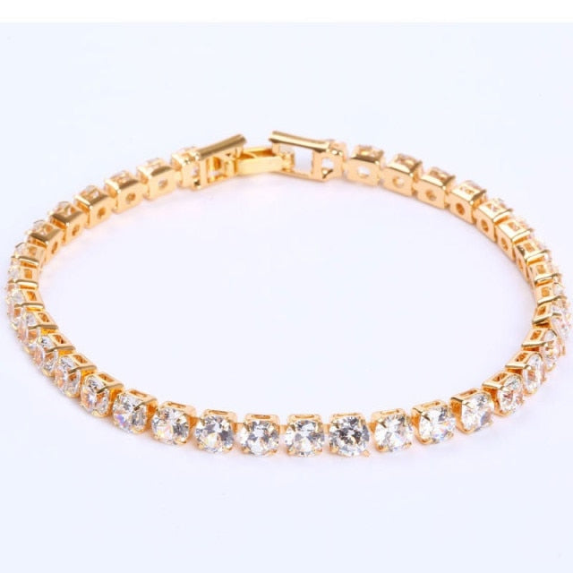 Shining Silver Chain Tennis Bracelet With Sparkling Zirconia